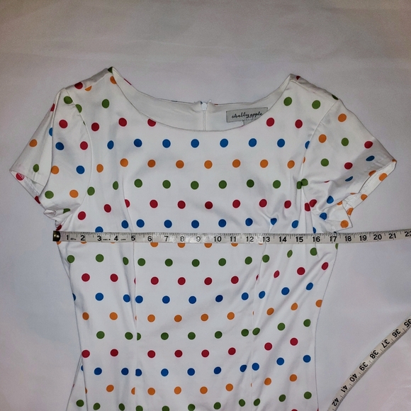 Shabby Apple white sheath dress with multi color polka dots size 6 - Picture 2 of 9